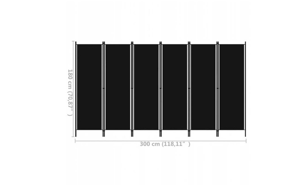 PARAWAN ŚCIANKA DZIAŁOWA 300 x 180 cm CZARNY przegroda q
