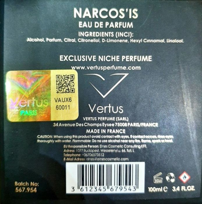 Акция! Хит продаж! Парфюм Vertus Narcos'is 100 мл, распив