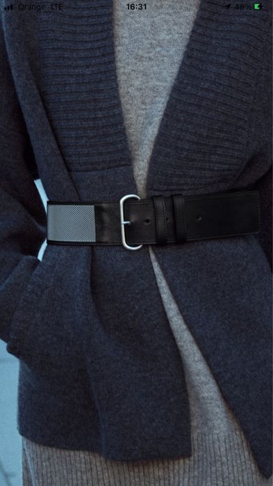 ZARA Pasek skórzany z metalową siateczką 80 Ostatnia sztuka !