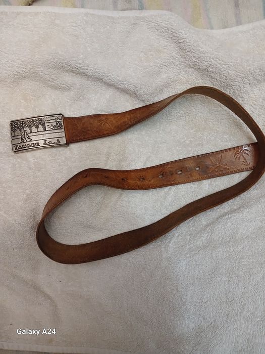 Ремінь шкіряний вінтажний з металевою пряжкою TANGER