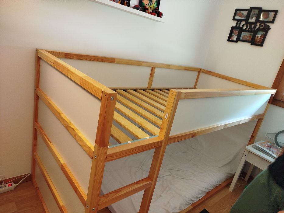 Cama reversível, branco/pinho 90x200CM