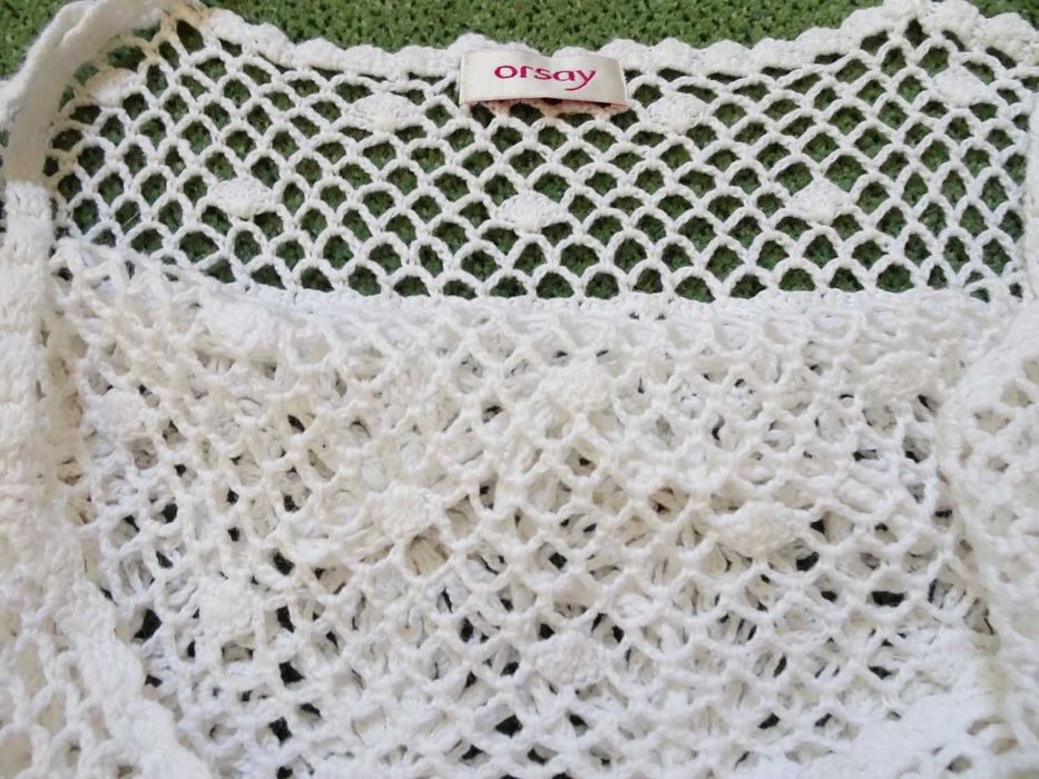 Orsay Biały top Szydełkowy Ażurowy 40 42
