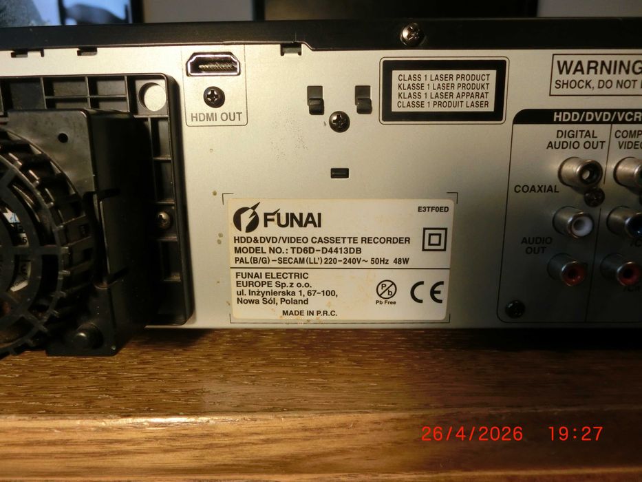 nagrywarka DVD/VCR/HDD FUNAI TD6D-D4413DB