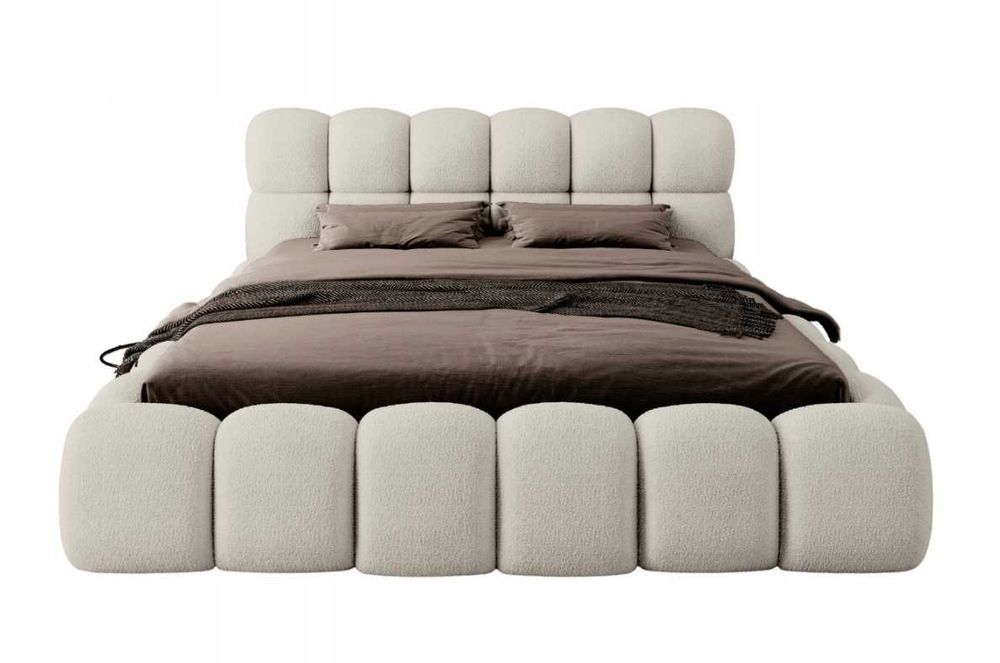 Łóżko LAGO Białe Beżowe  160cm - OFERTA MAGAZYNOWA – Wysyłka Od 3 Dni