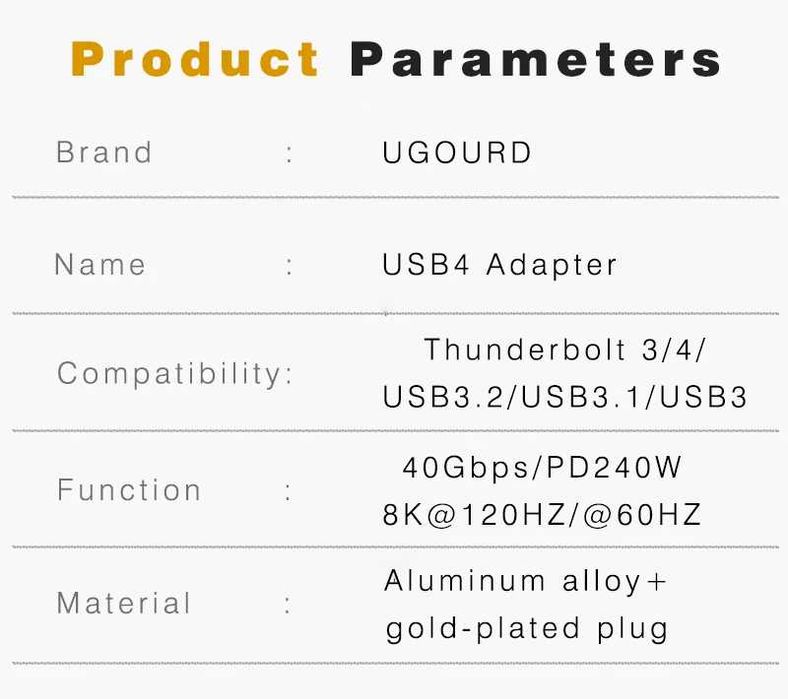 Адаптер UGOURD кутовий USB4 USB-C to USB-C 40 Gbps (2 шт)