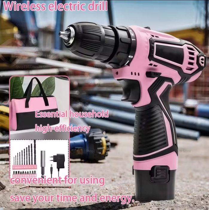 Aparafusadora Furadora 12V Cor de Rosa