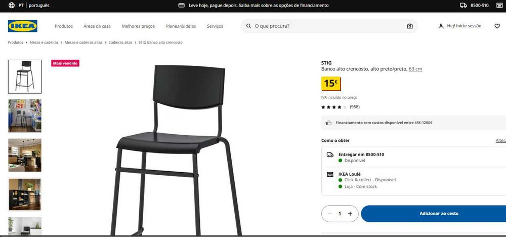 4 Bancos altos pretos ikea