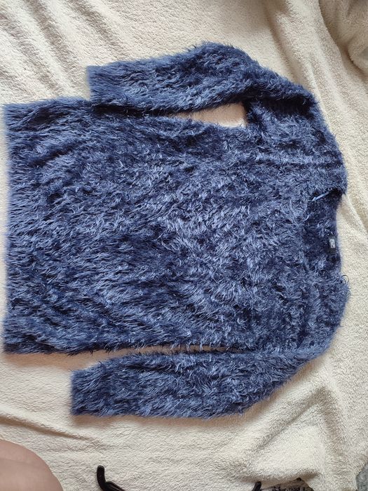 Sweter damski s/m  F&F granatowy  z błyszczącą nitka