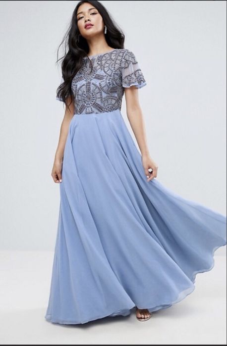 Sukienka maxi Asos niebieska r.36/S