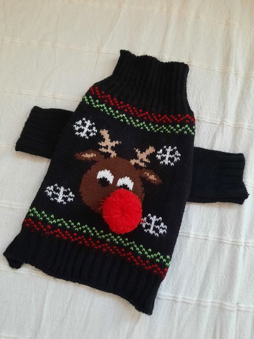 Świąteczny zimowy sweterek dla małego pieska :