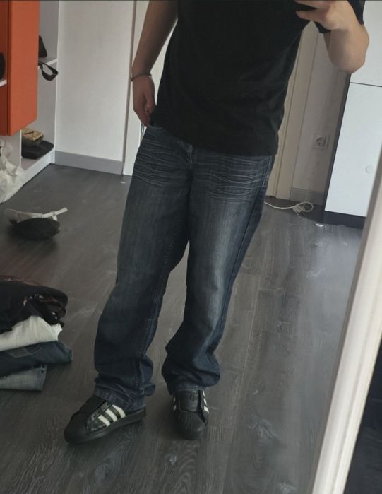 прямі джинси з гарними фейдами straight faded jeans sk8 y2k dc ск8 у2к дс