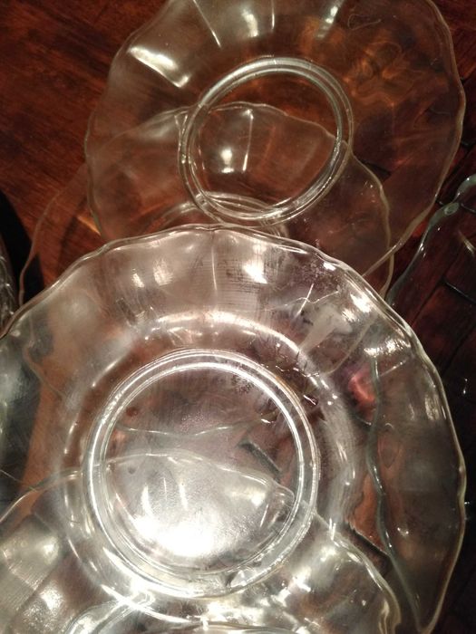 Szklany garnitur do ciasta art deco Huta Niemen wzór 1771