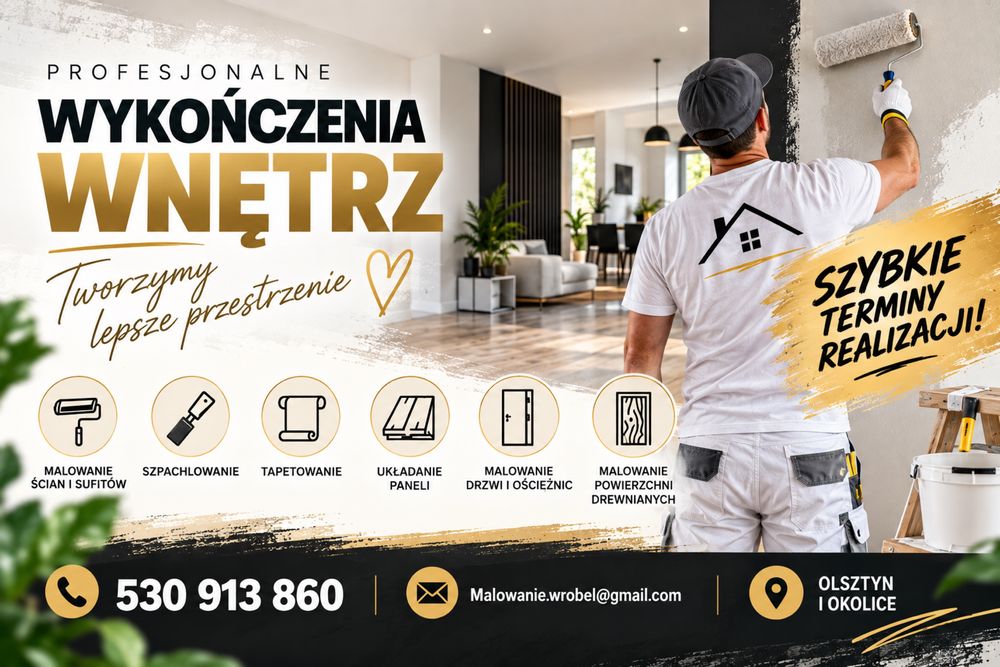 MALOWANIE • szpachlowanie • PANELE • tapetowanie •SZYBKIE TERMINY
