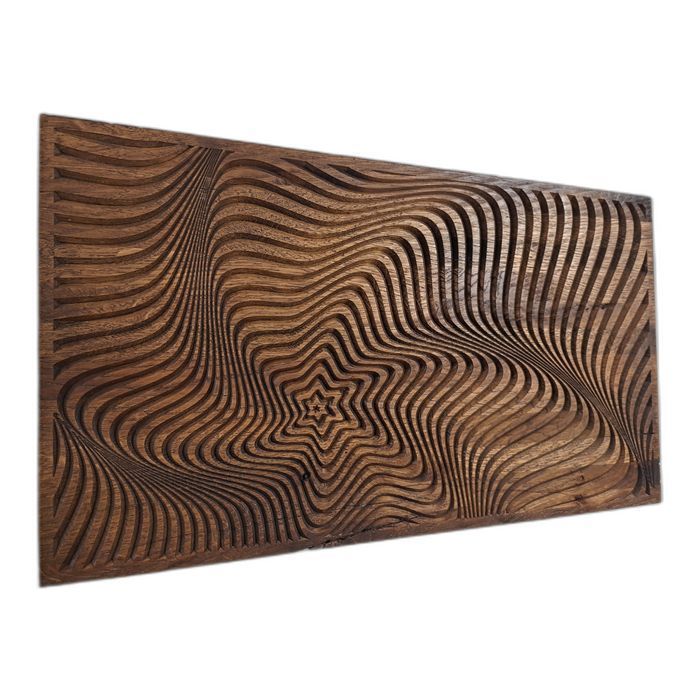 Abstrakcyjna dekoracja z drewna 3D 51 × 29 cm – hipnotyczny wzór