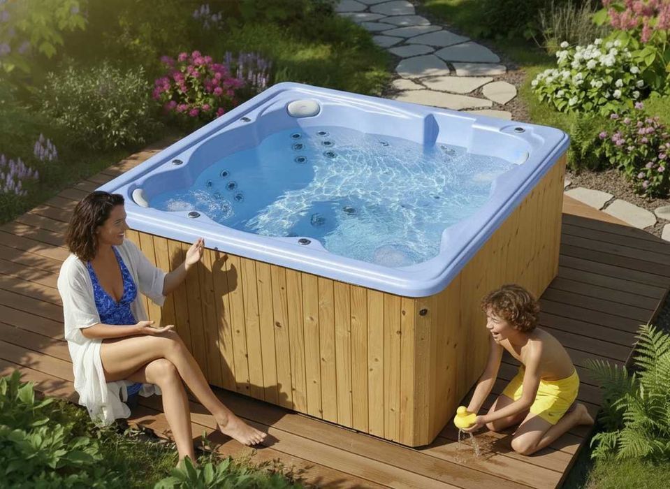 Jacuzzi całoroczne 6 os basen balia masaż pokrywa LED sauna transport