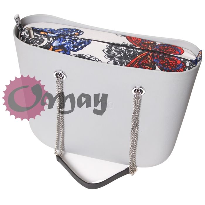 organizer do OBAG MINI róże i motyle szary 2 kieszenie wkład OMAY