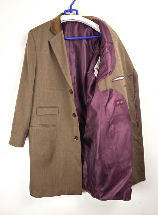 Płaszcz wełniany brytyjski styl country długi elegancki unisex r. M/L