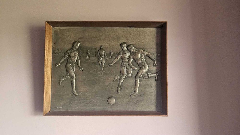 Placa artística antiga em bronze Charles Korschann