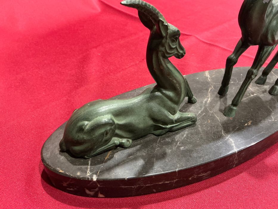 Pisa papéis escultura veados meta mármore c 27x19 cm,   Anúncios abaixo