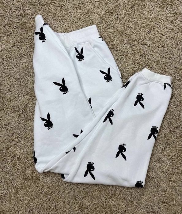 Белые Playboy штаны на флисе 42/44/46