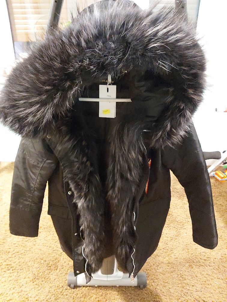Nowa kurtka p aszcz parka r. M Lisa Bruce z lisem naturalnym czarna S upsk OLX.pl