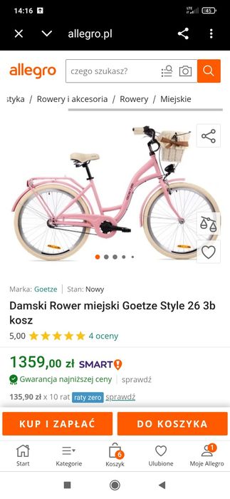 Rower dziewczęcy Goetze miejski koła 24 cale