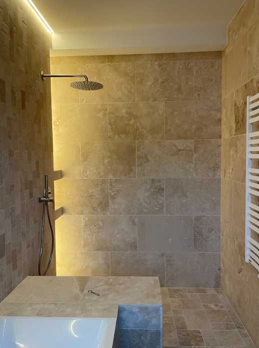 Trawertyn, komplet rzymski, płytki, stopnie, podłoga, ściana, taras