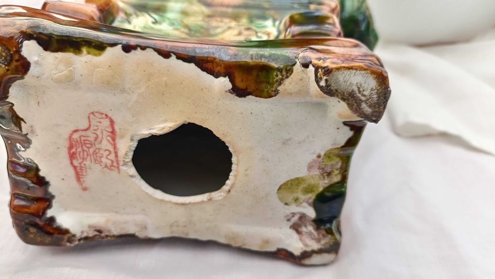 Leões Foo antigos Terracota Vidrada