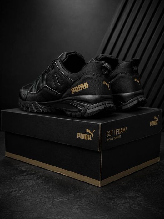 Чоловічі кросівки puma tactical black Шкіряні мужські кросовки puma Чоловічі красовки пума Кожані красовки