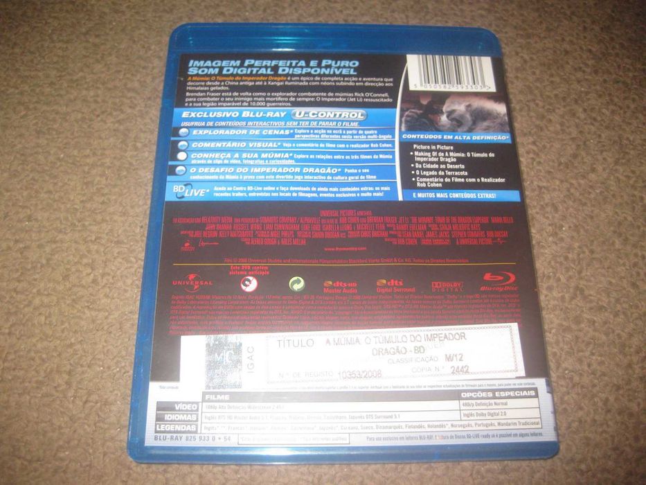 Blu-Ray "A Múmia: O Túmulo do Imperador Dragão" com Brendan Fraser
