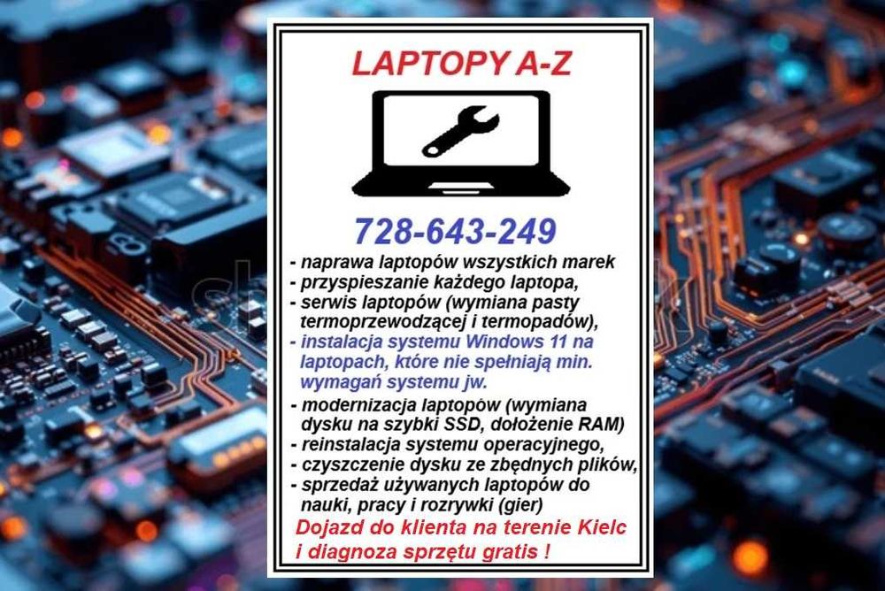 Sprzedaż, naprawa, modernizacja i przyspieszanie laptopów