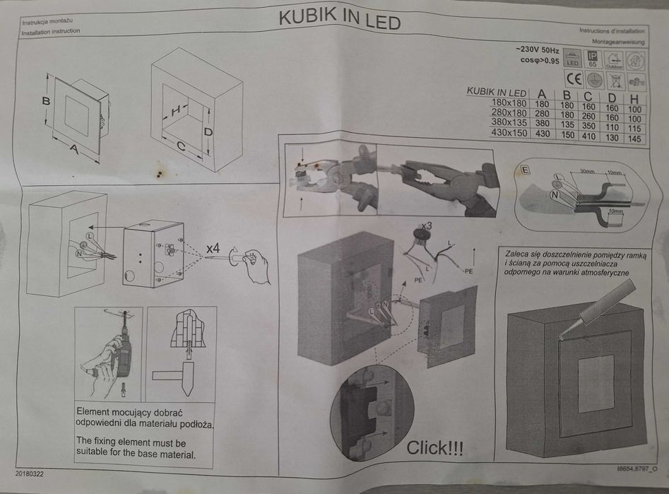 Lampa elewacyjna KUBIK IN LED K 4X1,7W  cena 1szt. dostępnych 13szt.
