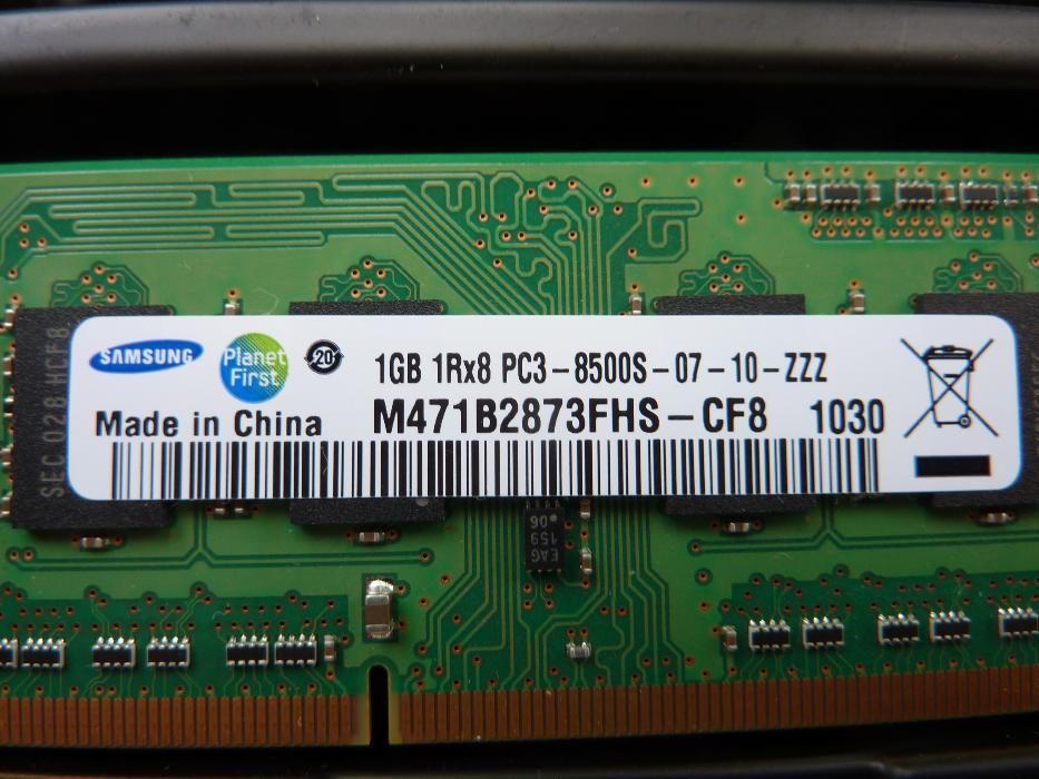 Ram do laptopu 2 x 1 GB Samsung 1Rx8 PC3-8500S-07-10-ZZZ
