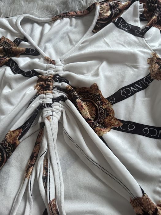 Śliczny crop top z dlugim rękawem welurowy M
