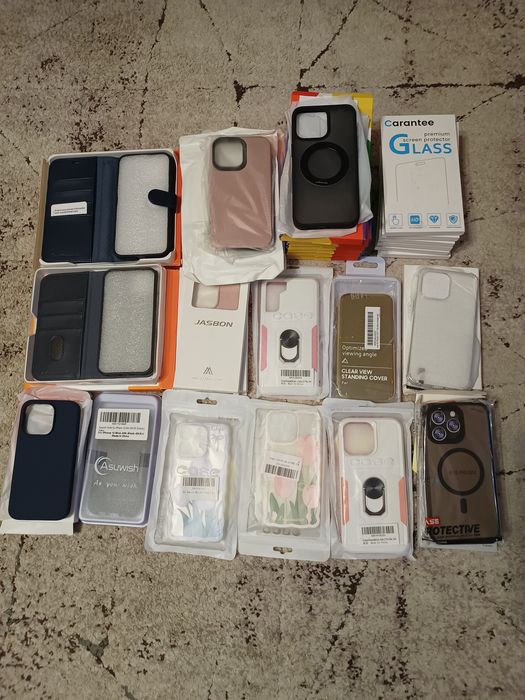 Mix etui do iPhone + szkła ochronne 38 sztuk