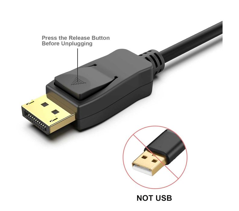 kabel DisplayPort na DisplayPort 1,8 m 4K przy 60 Hz, 2K przy 165 Hz Lenovo, Dell, HP, ASUS