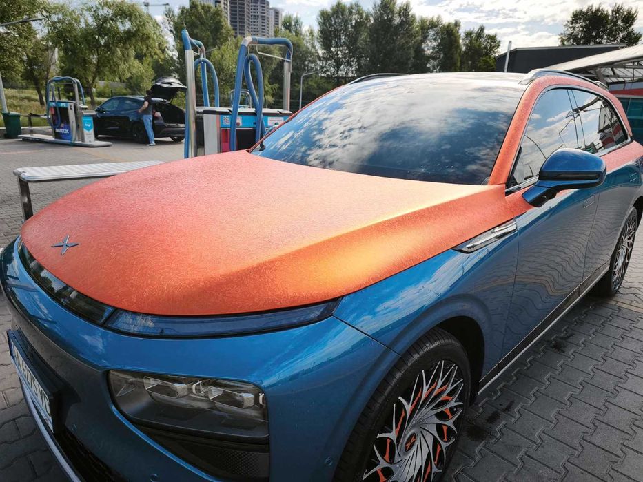 3D хромована сатинова райдужна помаранчева ПВХ плівка для обклеювання автомобілів