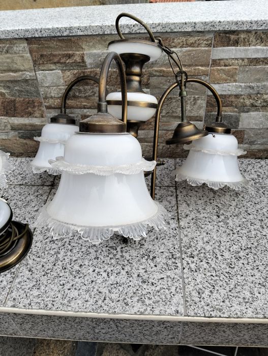 Conjunto de Candeeiros em latão e copos em resina