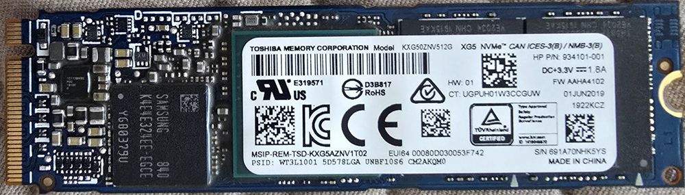 Ssd m2 nvme Toshiba 512gb