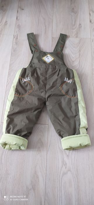 Spodnie zimowe na sanki 92 zielone khaki