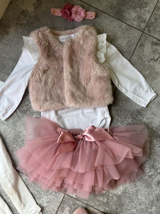 Elegancki zestaw dla dziewczynki r. 80 chrzciny roczek komunia wesele