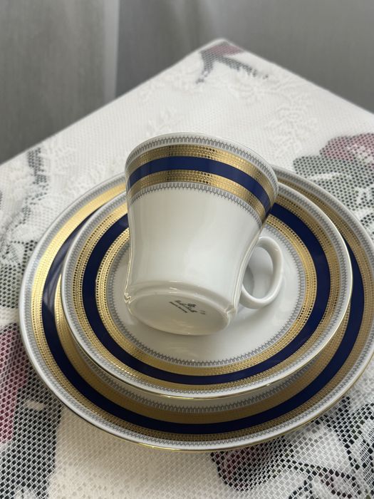 Сервіз на 12 персон, кобальт+ позолота, чайний, столовий сервіз, німец