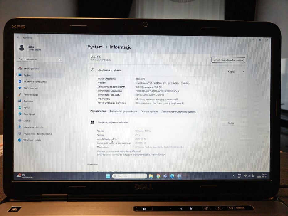 Laptop Dell XPS L702X