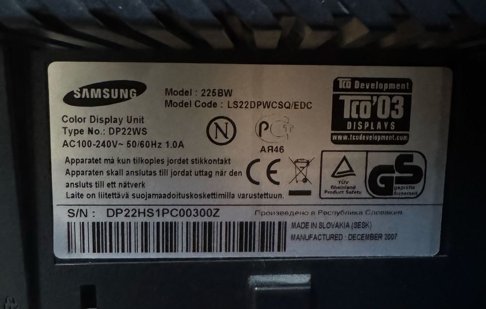 Монітор Samsung 225BW