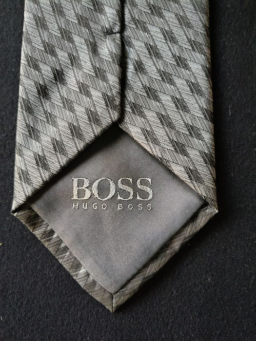 Klasyczny krawat BOSS Hugo Boss – 10 cm szeroki, szary | stalowy żakard
