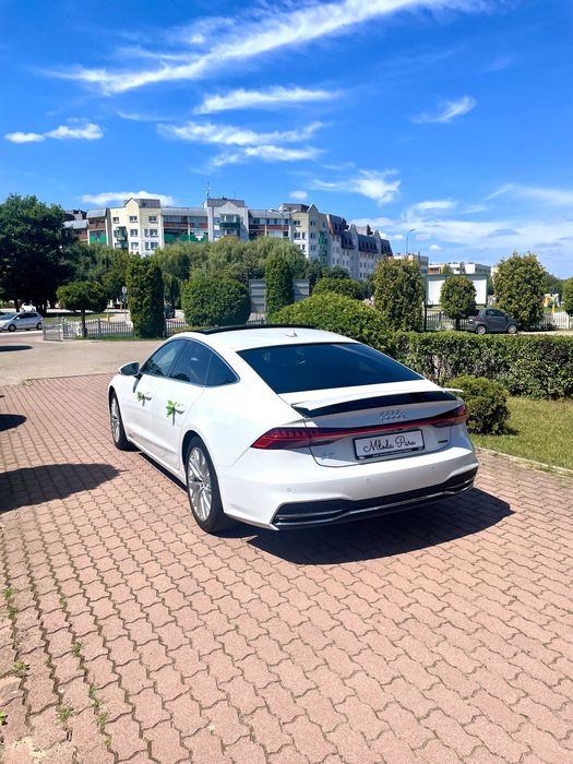 Audi Nowe A7 Premium - Auto na Twój Ślub Wesele Biały Samochód Wynajem