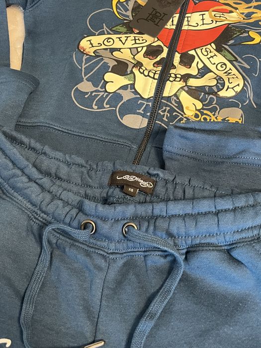 Ed hardy granatowy komplet dresowy secik dresy bluza swag baddie y2k