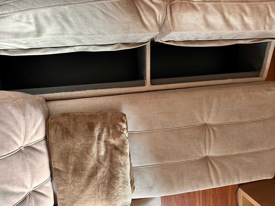 Sofá chaise long com Relax + Baú | Impermeabilizado | Como Novo