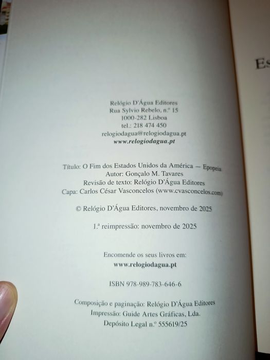 Livro: O Fim dos Estados Unidos da América, Gonçalo M. Tavares