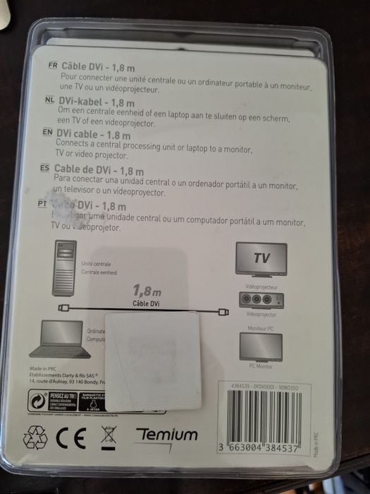 Cabo DVI com 1,80 cm da Temium